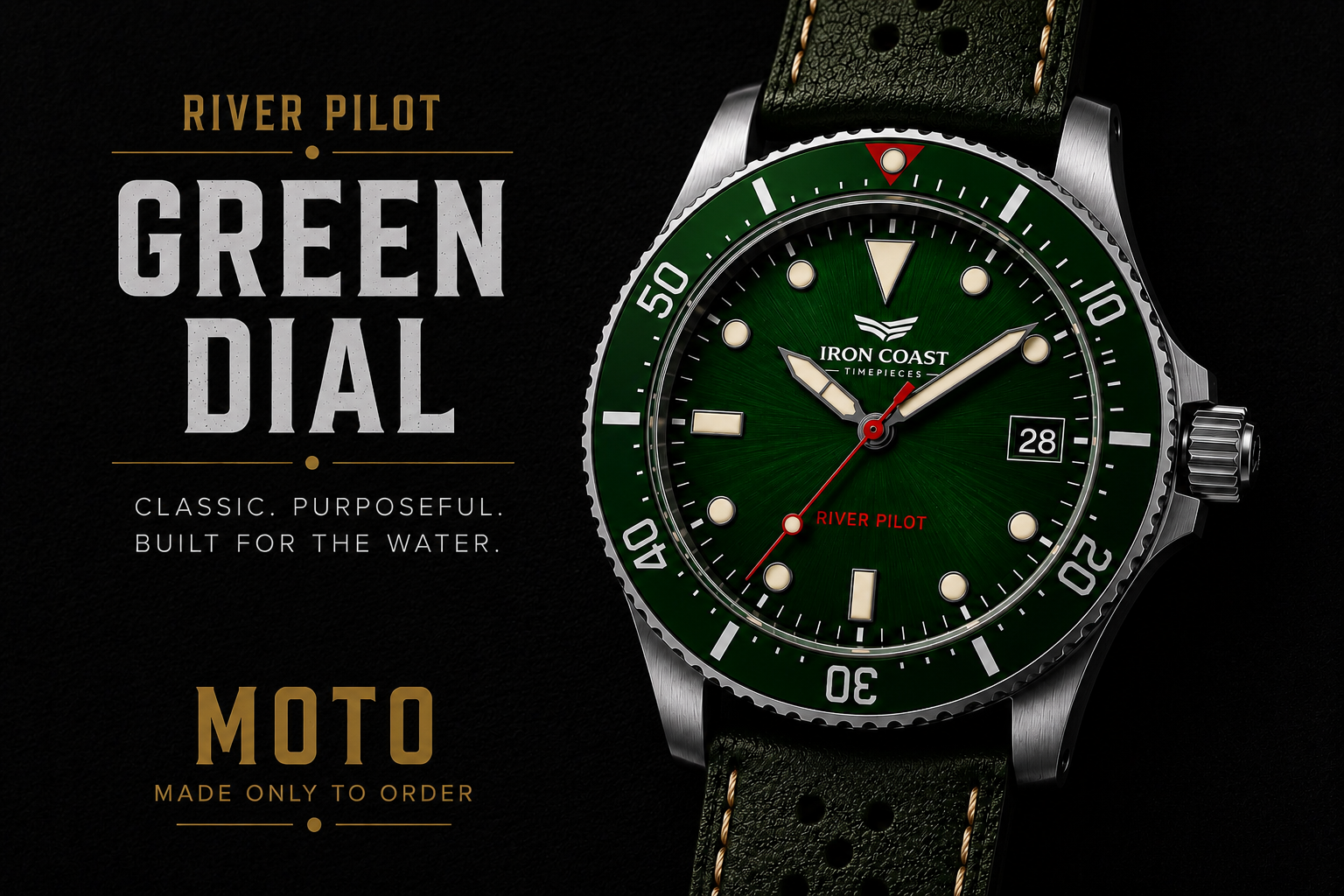 IRON COAST — River Pilot - Green Dial
