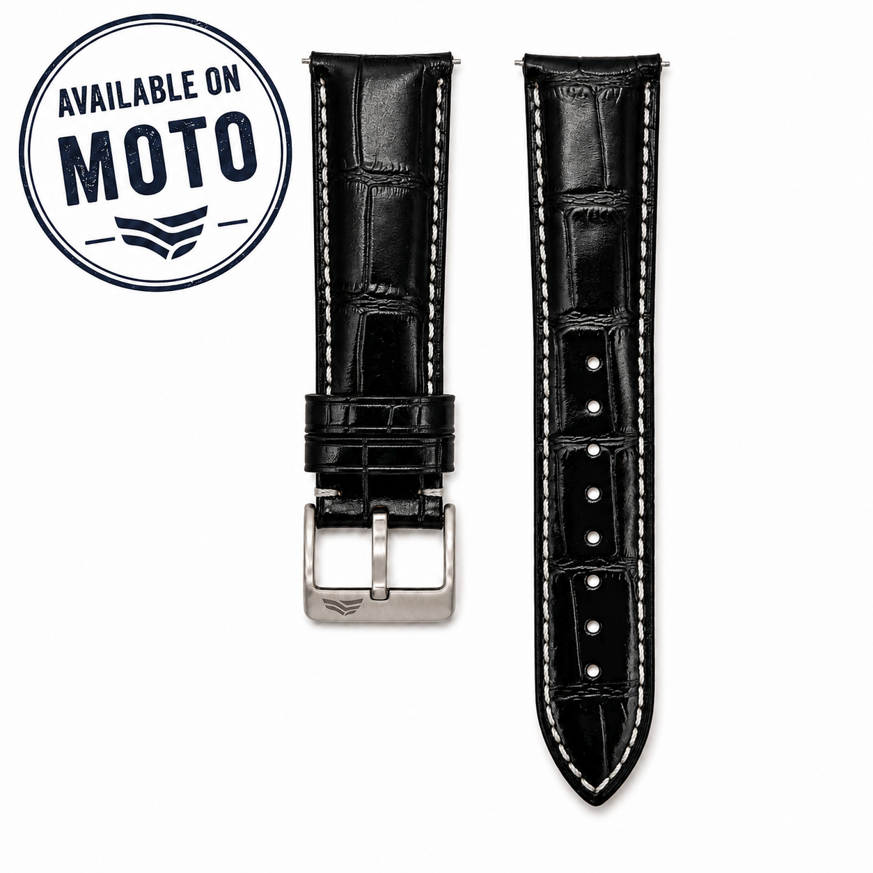 Leather - Crocodile Grain - Licorice Black