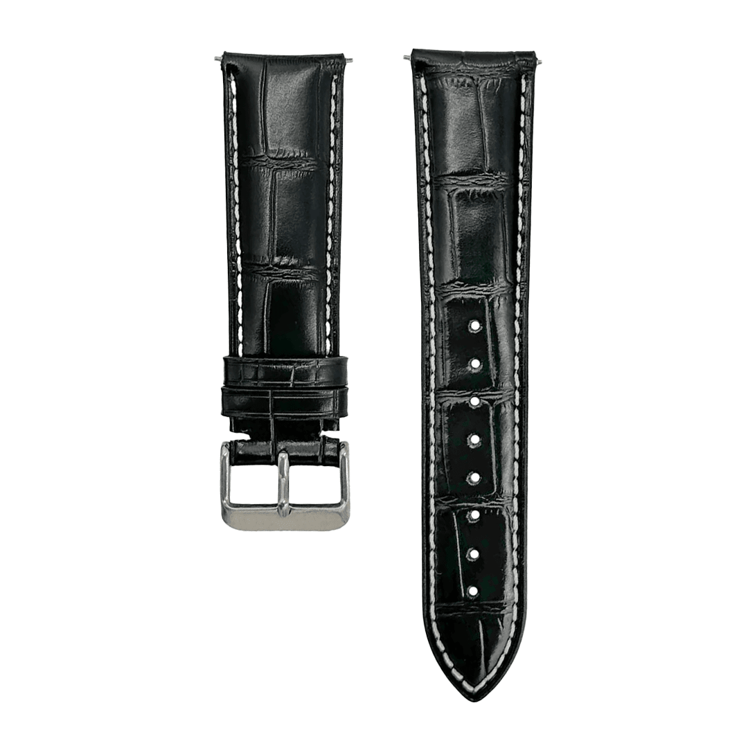 Leather - Crocodile Grain - Licorice Black