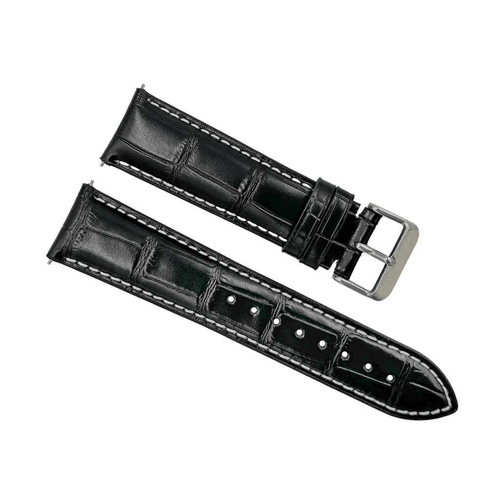 Leather - Crocodile Grain - Licorice Black