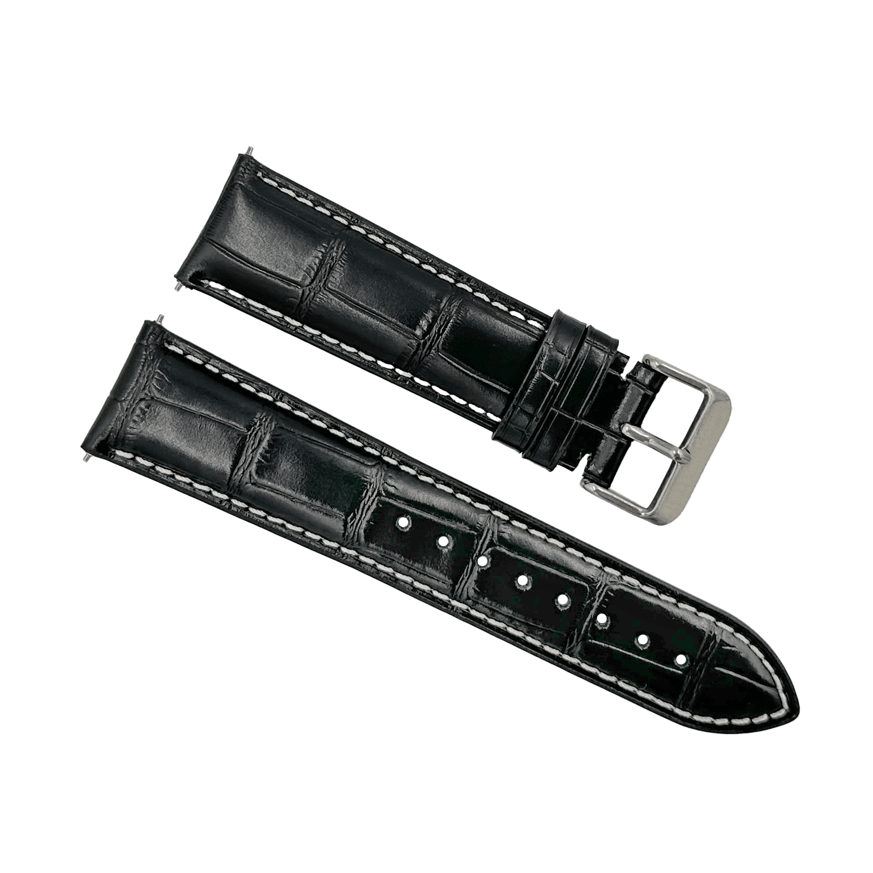 Leather - Crocodile Grain - Licorice Black